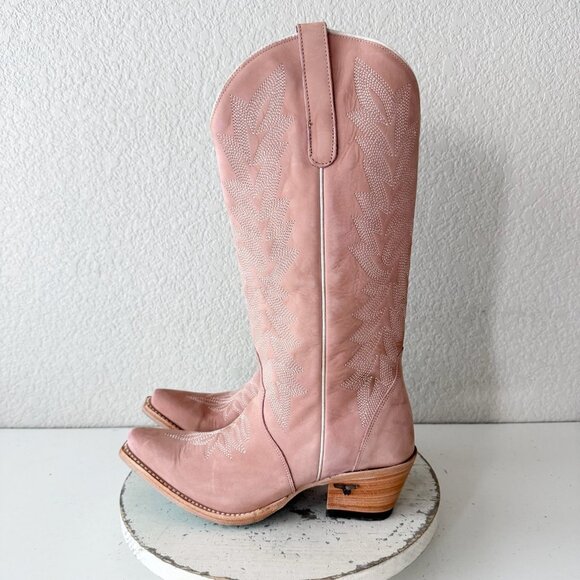 Lane Gallatin Womens Cowboy Boots 8.5 Pink Cowgirl Western Mid Calf Pointed Toe - Picture 4 of 11